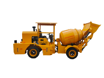 Mining self-loading concrete mixing transporter